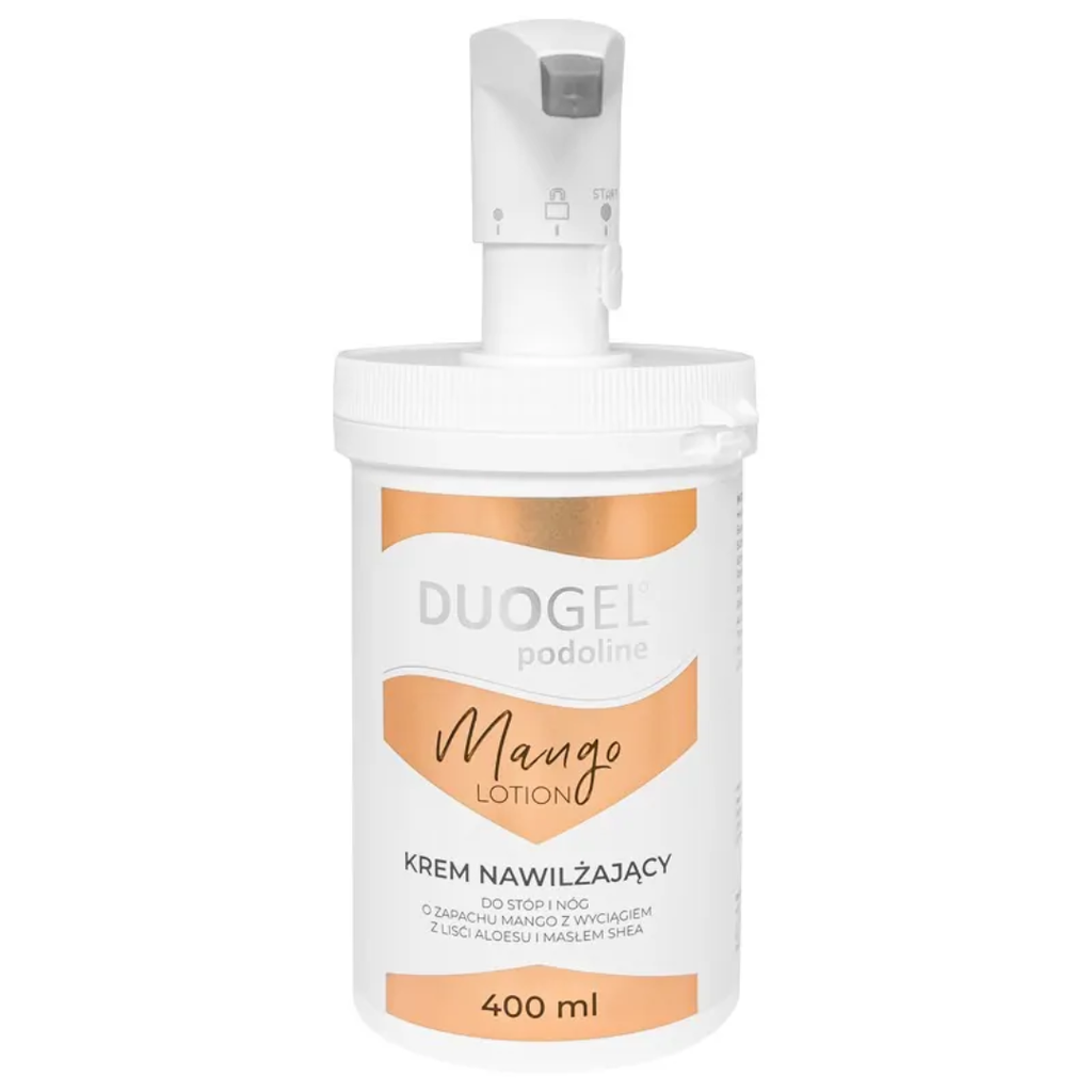 Duogel Podoline Moisturizing Cream Mango pumpulla, 400 ml - Vartalon-ja jalkojen hoito - Duogel - Nicca.fi