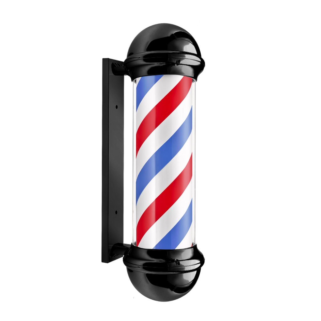 Barburys Barber Pole Musta 70 cm – Pyörivä ja valaistu parturikyltti - Parturitarvikkeet ja välineet - Barburys - Nicca.fi