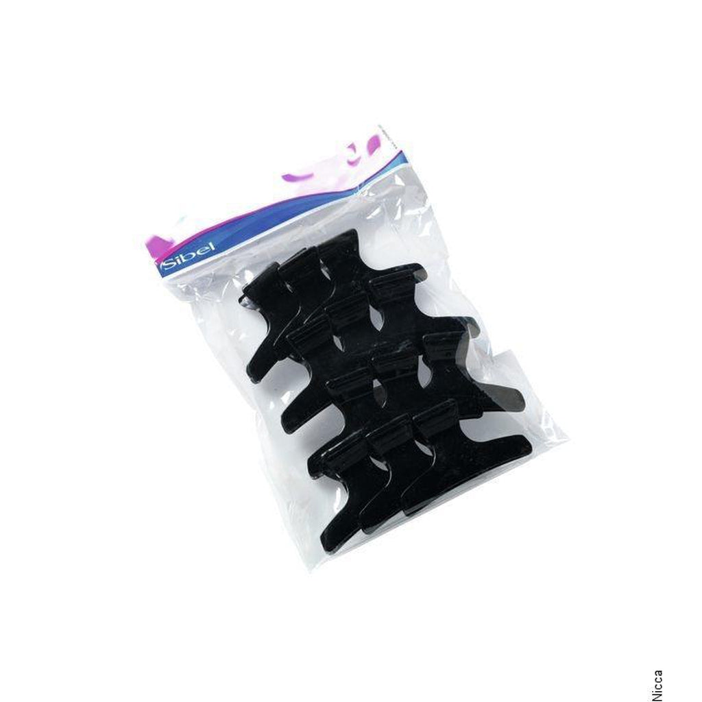 Muoviklipsit, 12 kpl, Musta Iso - Klipsit - Sibel - Nicca.fi