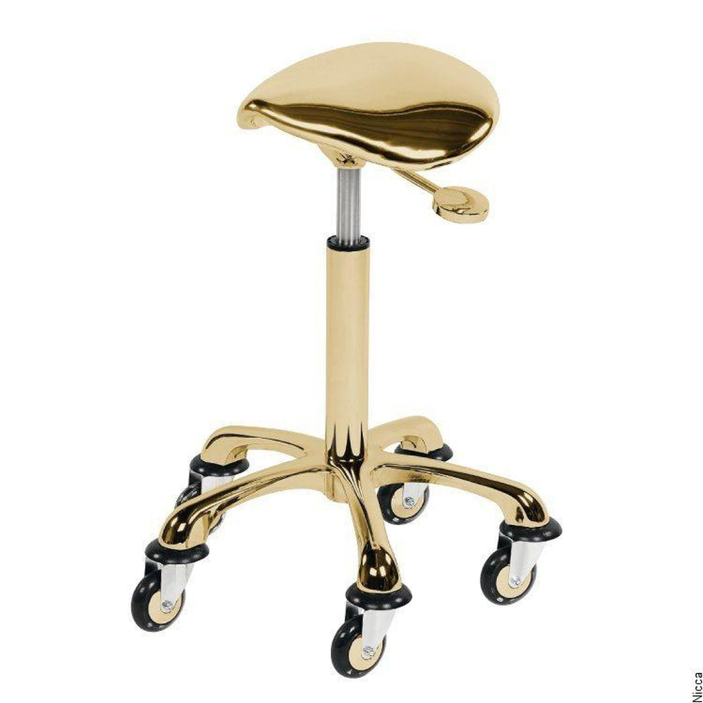 Satulatuoli Eccentric – Kulta | Ergonominen valinta kampaamoon - Satulatuolit - Sibel - Nicca.fi