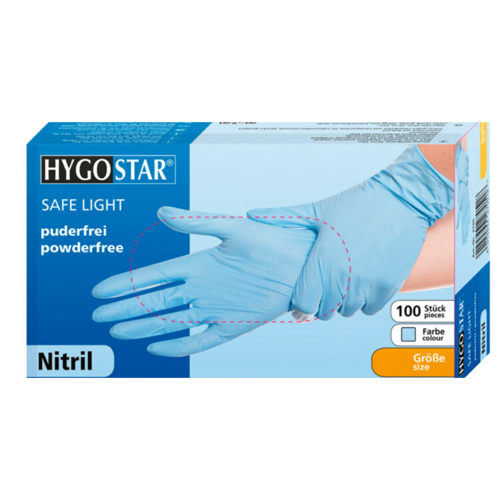 Nitrile glove Hygostar Safe Light Blue, size S