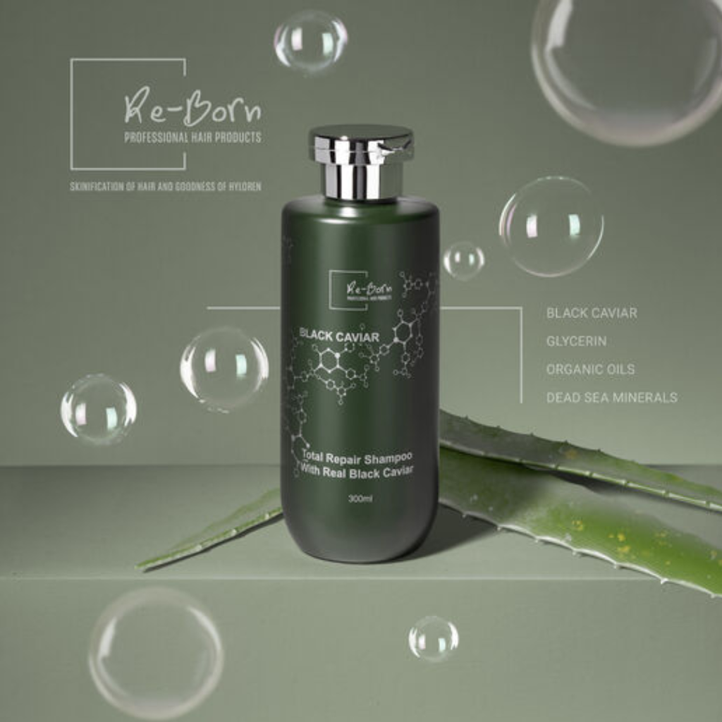 Re-Born Total Repair Black Caviar Shampoo 300 ml - Shampoot - Re-Born Hairsolution - Nicca.fi