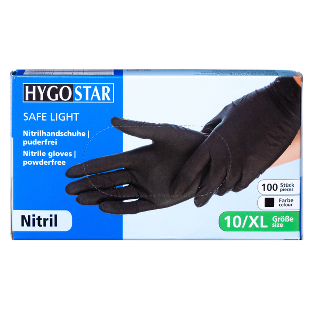 Nitriilikäsine Hygostar Safe Light Musta, koko M, 100 kpl