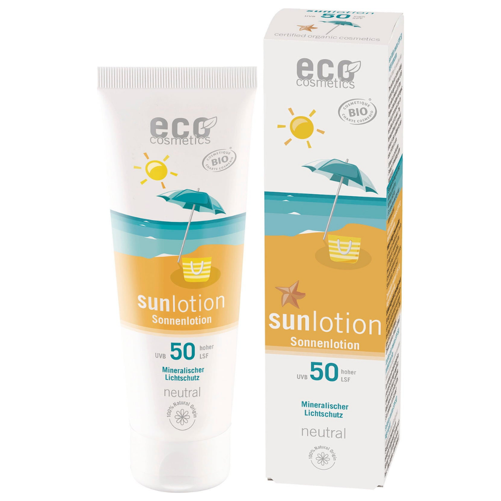 eco cosmetics Neutral Sun Lotion, Fragrance-Free SPF 50, 125 ml - Aurinkotuotteet - Ey! - Nicca.fi