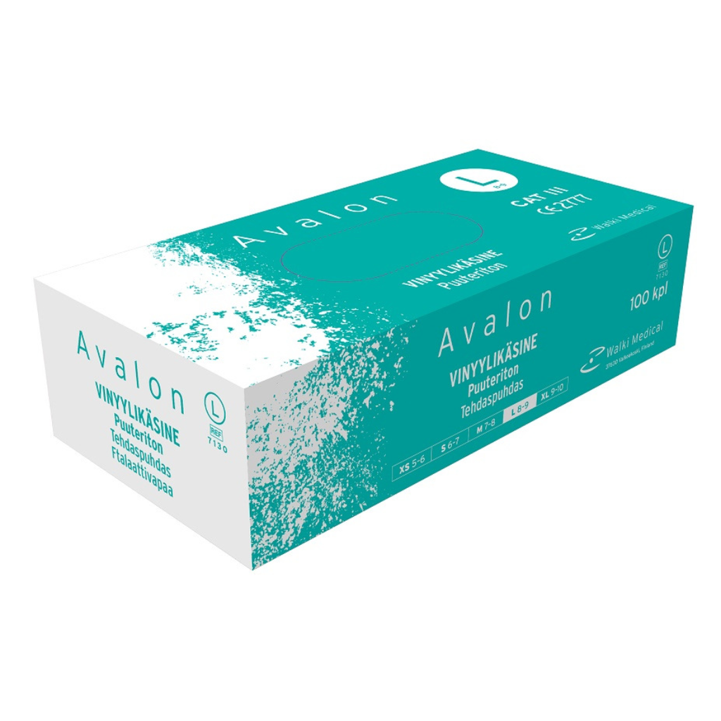 Vinyylikäsine Avalon 100 kpl koko L/9 - Vinyylikäsineet - Avalon - Nicca.fi