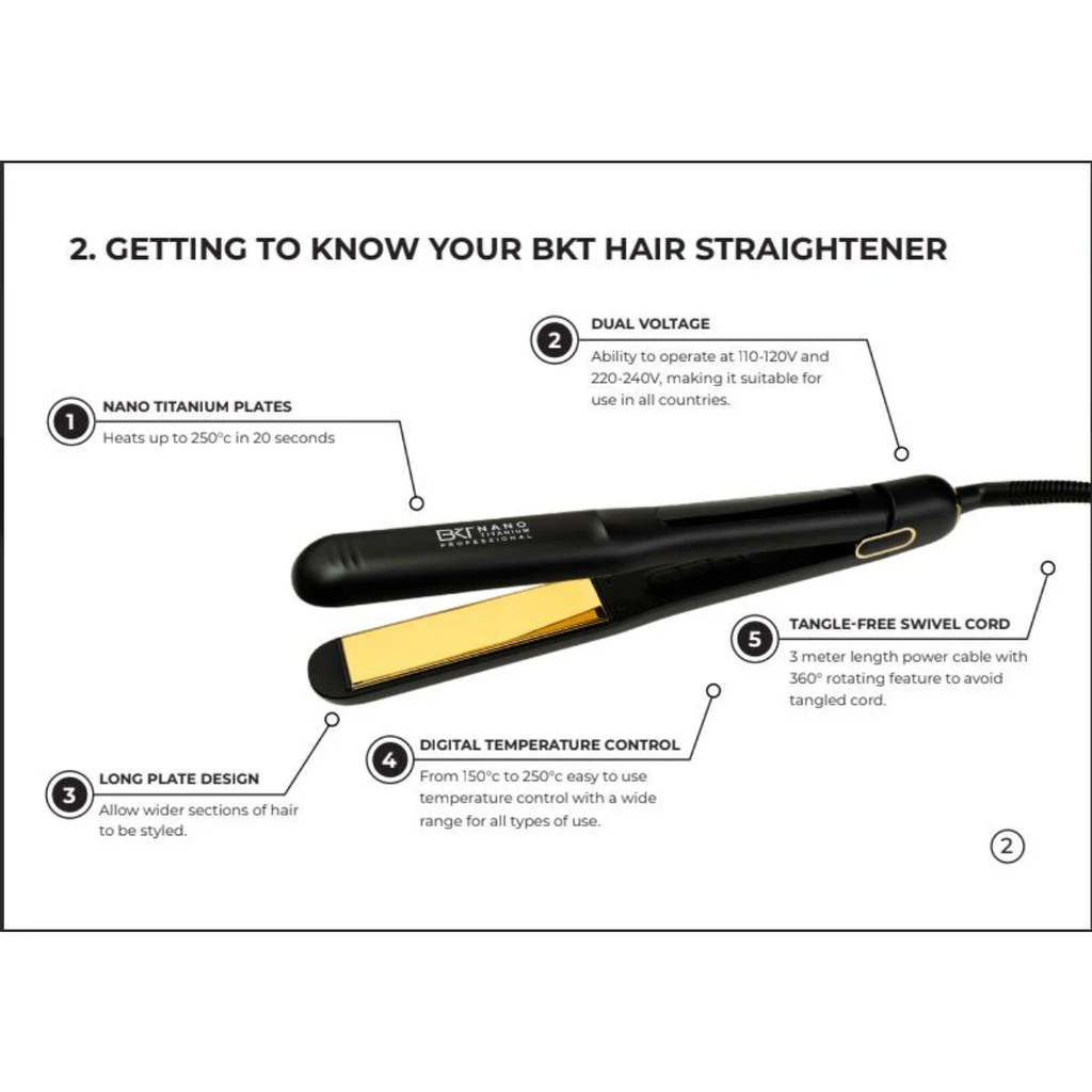 BKT Nano Titanium Suoristusrauta - Muotoiluraudat ja suoristusraudat - BKT Nanoplasty - Nicca.fi