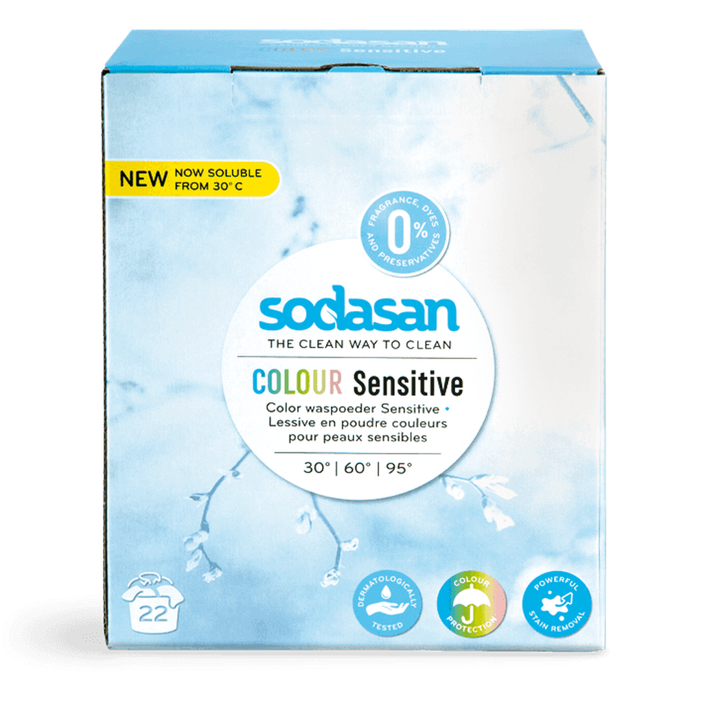 Sodasan Colour pyykinpesujauhe, Sensitive, 1,01 kg - Pesuaineet - Sodasan - Nicca.fi