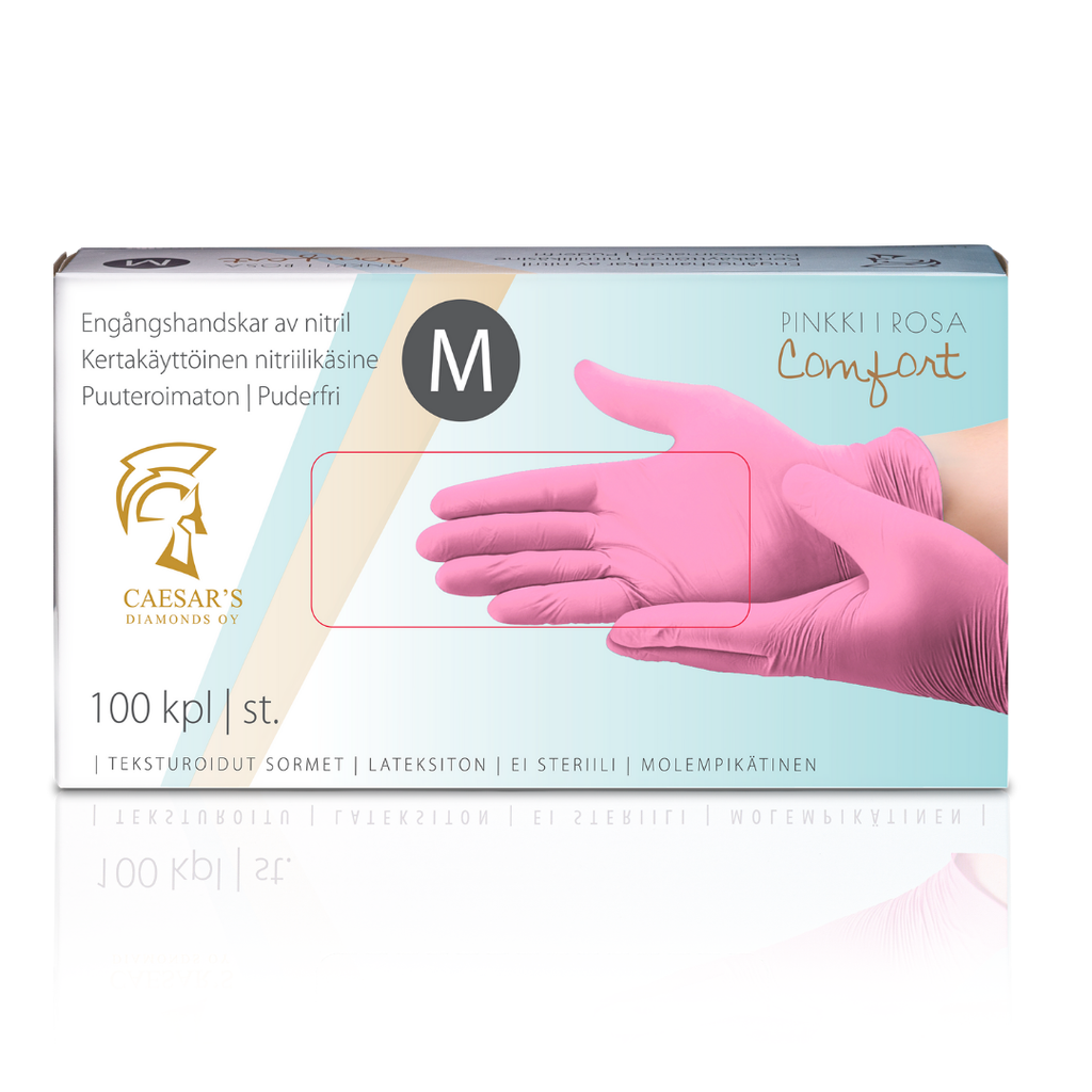 Nitriilikäsine Comfort 100 kpl, Koko M ,Pinkki - Nitriilikäsineet - Comfort - Nicca.fi