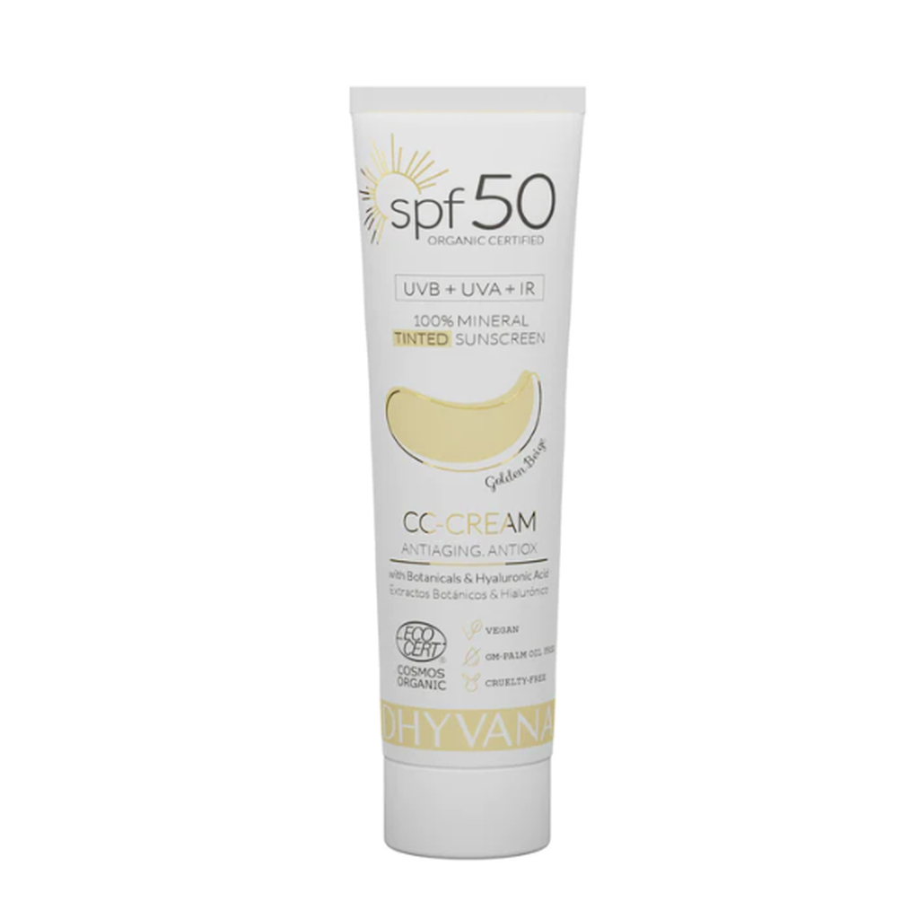 Dhyvana tintable sunscreen for the face SK50, Golden Beige