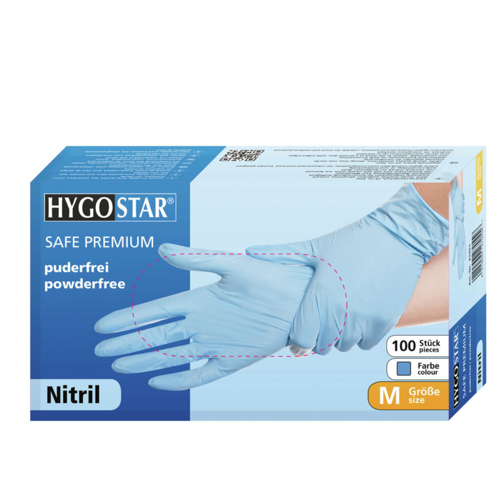 Nitrile glove Hygostar Safe Premium blue 100 pcs, size M