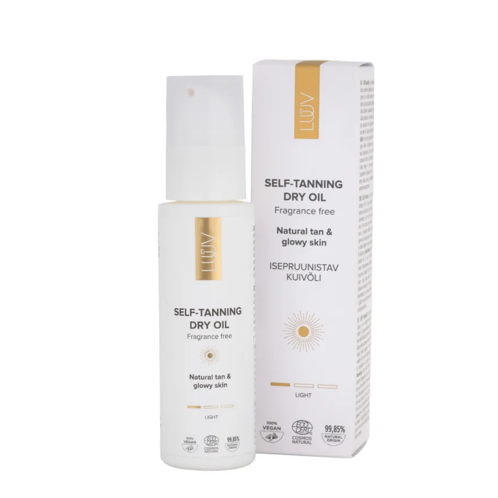 Itseruskettava kuivaöljy (ECOCERT- JA COSMOS) TUMMA 100ml - Itseruskettavat - Luuv - Nicca.fi