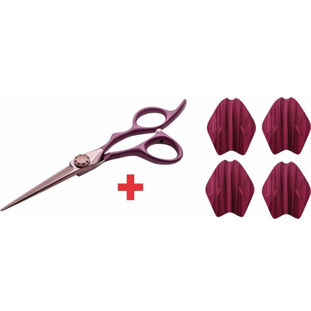 E-kwip + Burgundy-Touch leikkaussakset + 4 kapppaa - Sakset - E-Kwip Plus - Nicca.fi