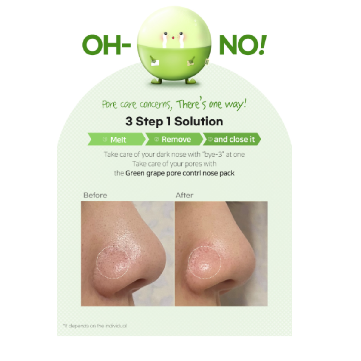 Frudia Green Grape Pore Control Nose Pack 60 g