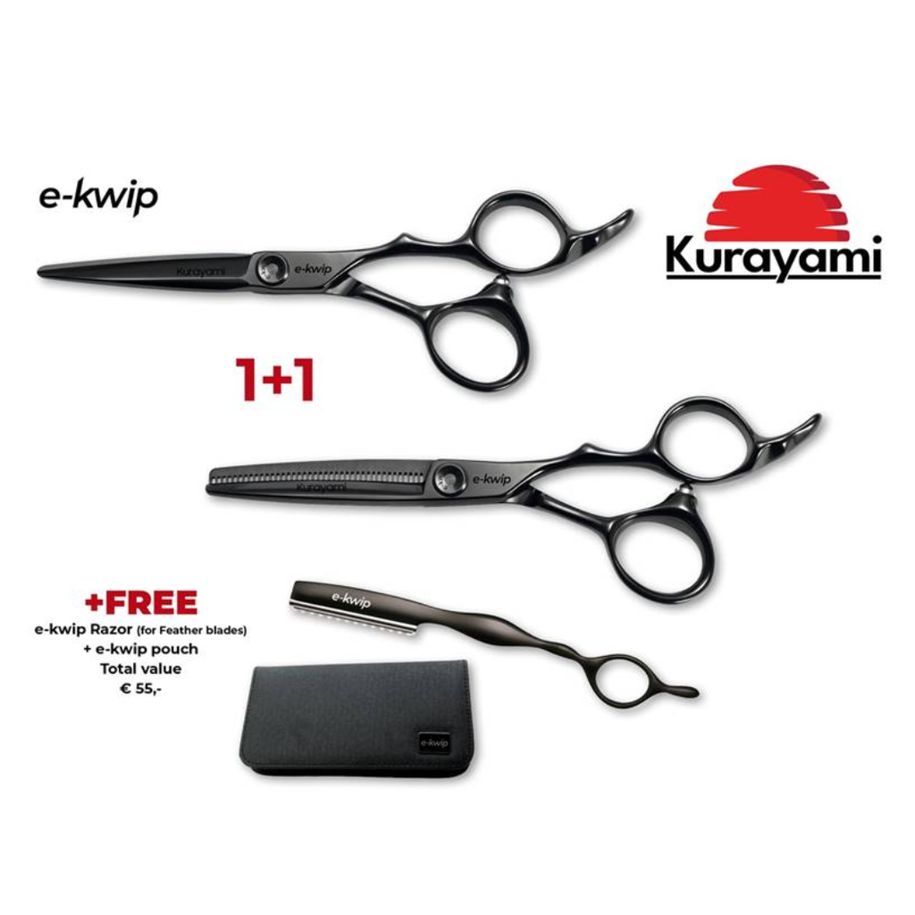 E-kwip Kurayami Saksisetti 55 + veitsi ja kotelo - E-kwip leikkaussakset - E-Kwip - Nicca.fi