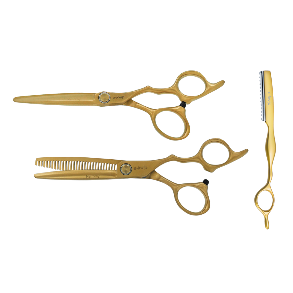 e-kwip Harmony Matt Gold -saksisetti (5,75″ + 6,0″) - E-kwip leikkaussakset - E-Kwip - Nicca.fi