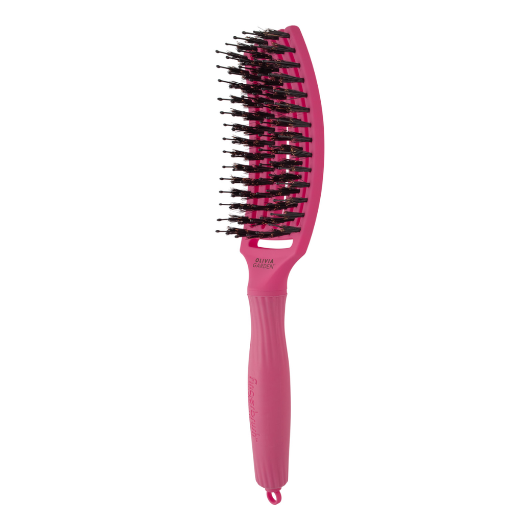 Olivia Garden Fingerbrush Care Iconic Boar & Nylon - Hot Pink Medium - Muut harjat - Olivia Garden - Nicca.fi