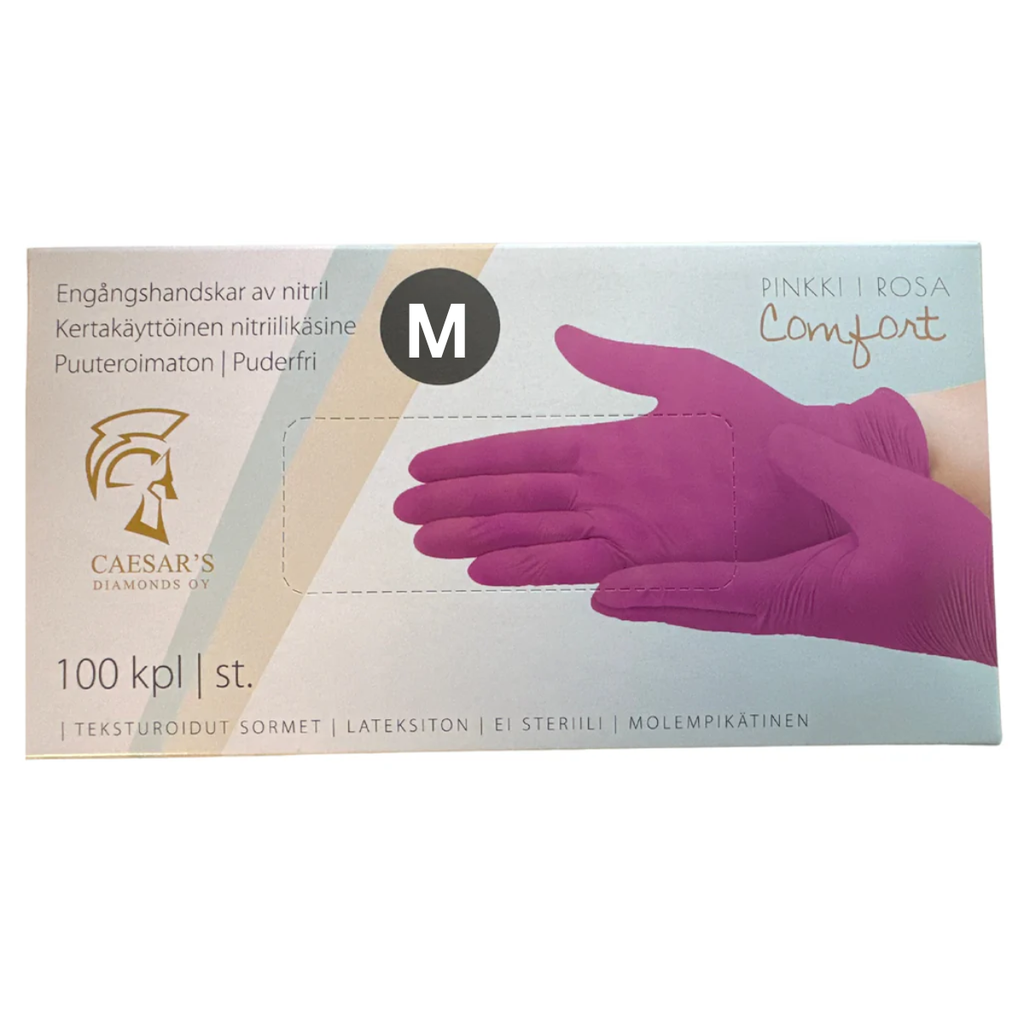 Nitriilikäsine Comfort Pinkki,100 kpl, Koko M - Nitriilikäsineet - Comfort - Nicca.fi