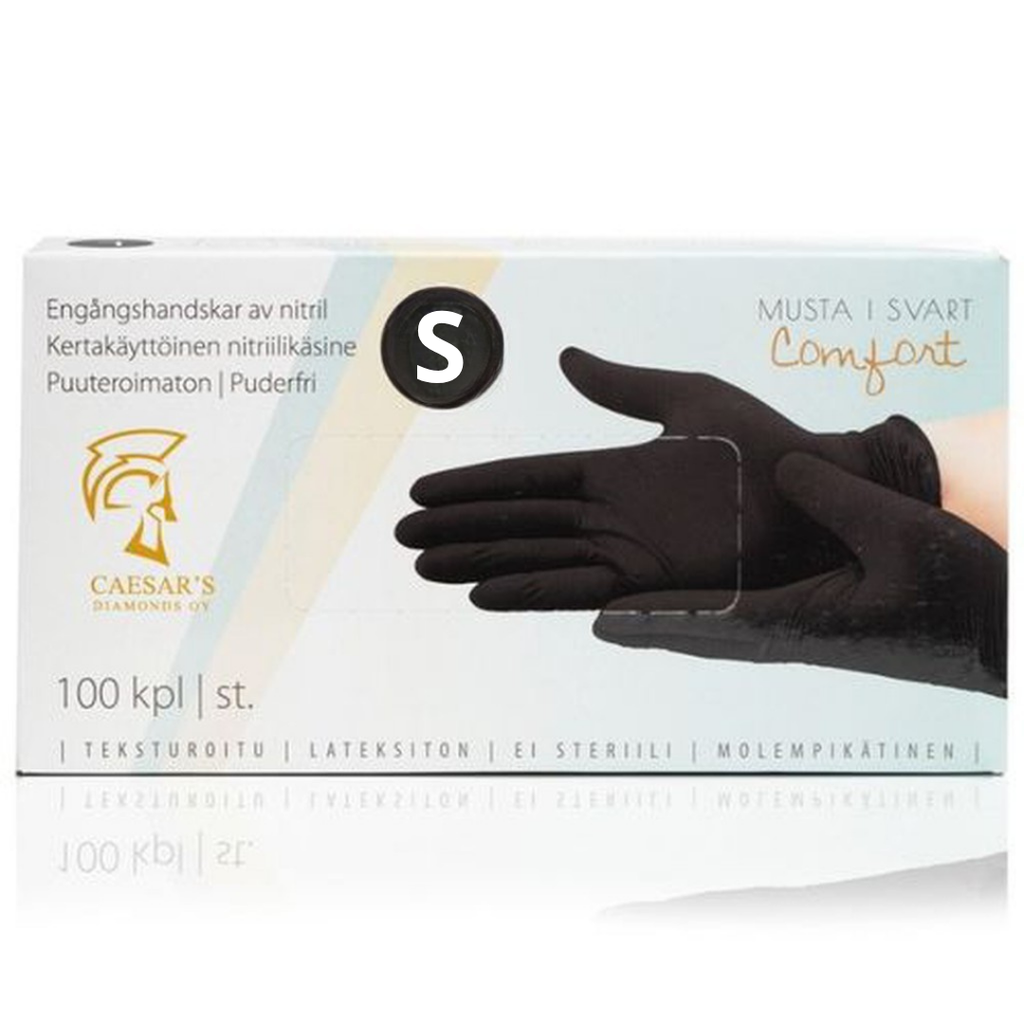 Nitriilikäsine Comfort 100 kpl, Koko S ,musta - Nitriilikäsineet - Comfort - Nicca.fi