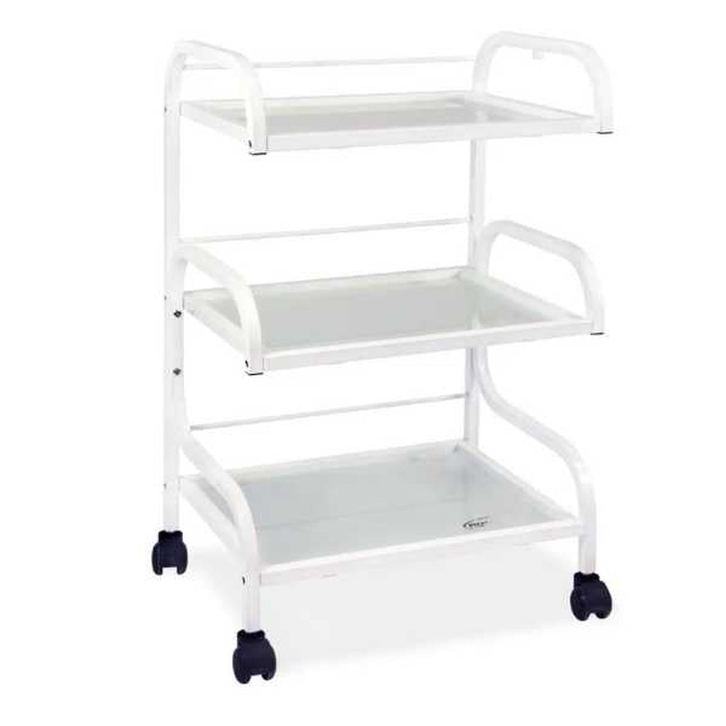 Work cart with three glass shelves