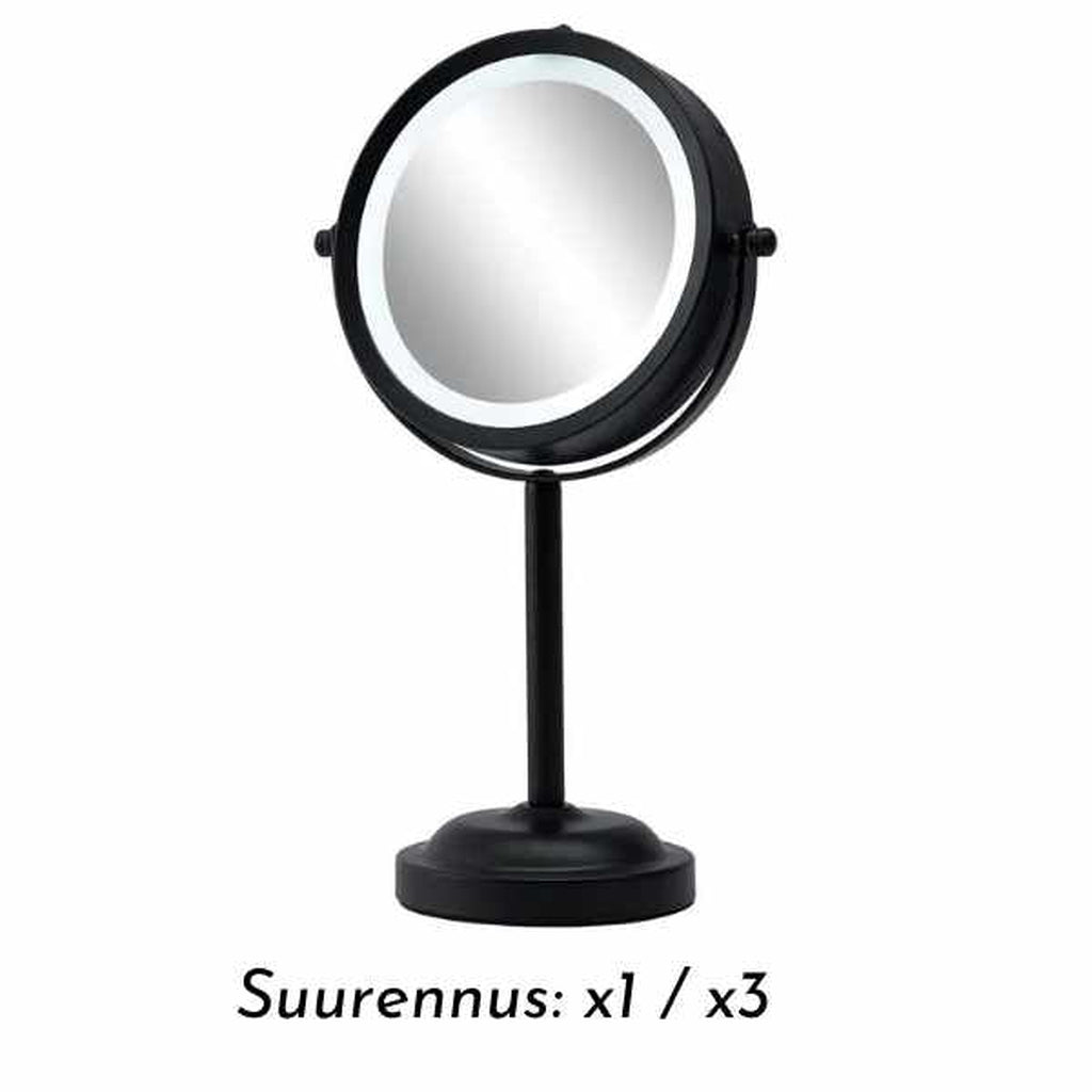Double-sided table mirror with LED light